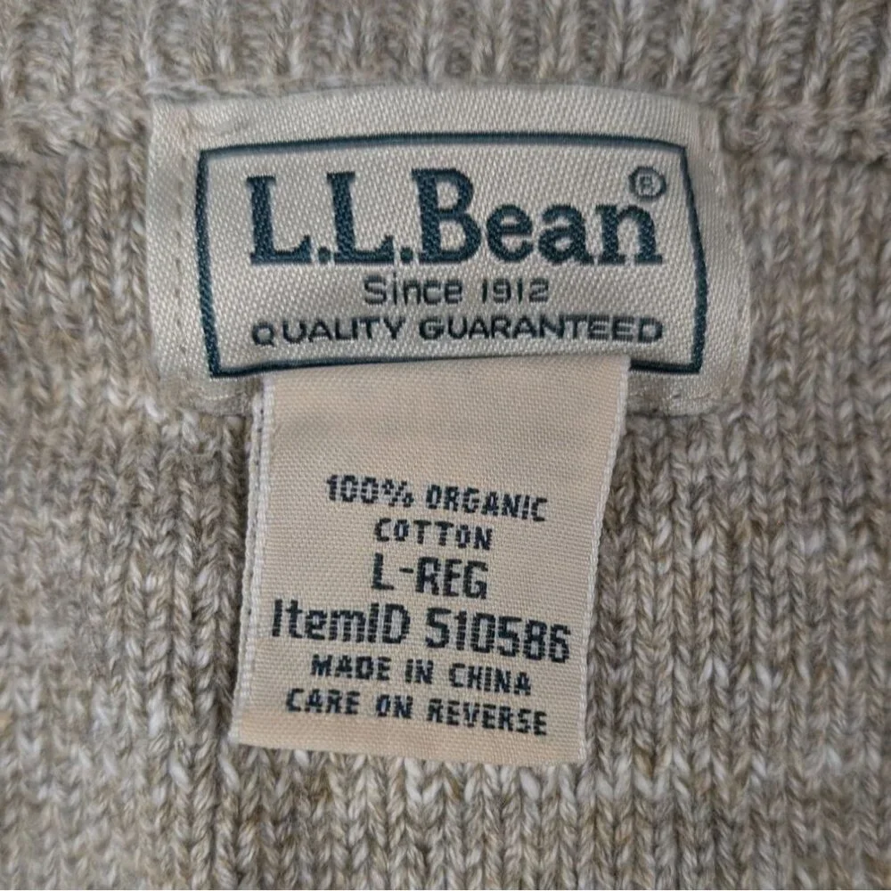 L.L. Bean Organic Cotton Sweater Mens Large Crewneck Knit Classic
